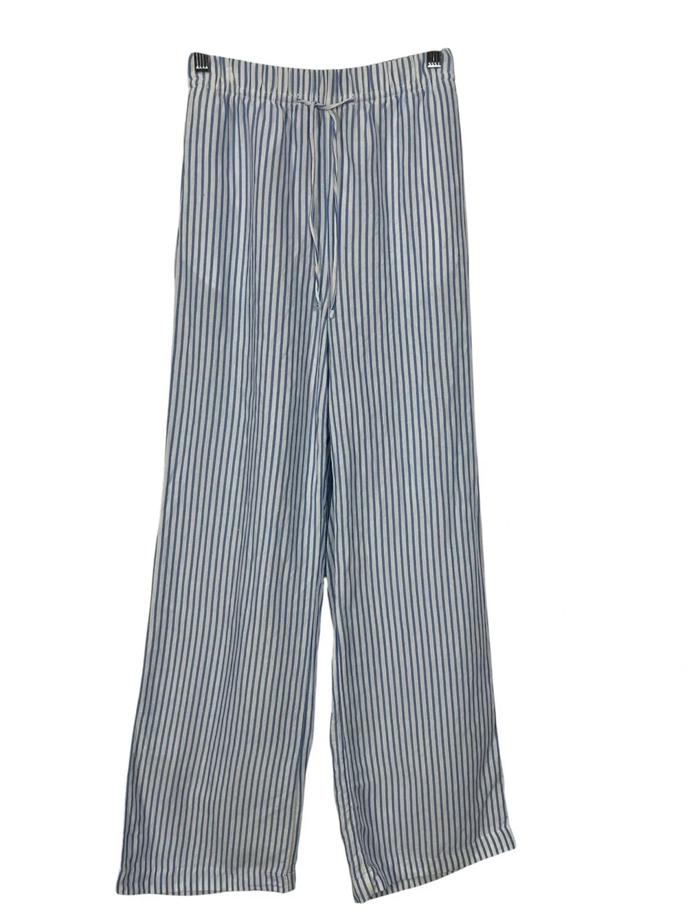 H&M Linen Blend Wide Leg Striped High Rise Pull On Pants Blue White Size XS
